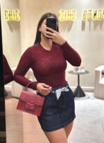 TOP BORDÔ TRANSPARENTE COM TEXTURA PONTO CHIC