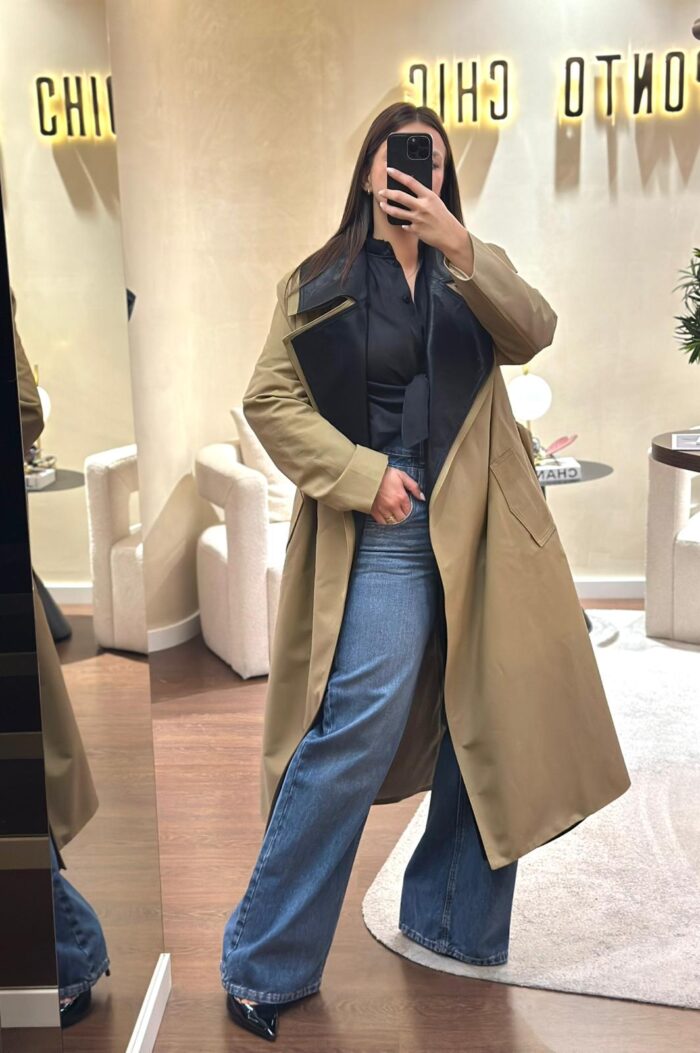 TRENCH BEGE COM GOLA CONTRASTANTE PRETA ELEH - Image 2