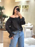 BLUSA PRETA TRANSPARENTE ELEH