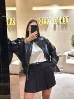 BOMBER DE COURO PRETO ELEH