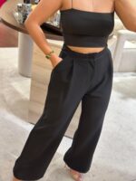 CALÇA PRETA PANTALONA COM PINÇAS ELEH - Image 3