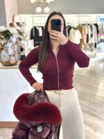 CASACO BORDÔ CANELADO PONTO CHIC