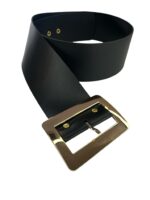CINTO PRETO COM FIVELA DOURADA RETANGULAR MISS YOU