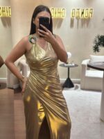 VESTIDO LONGO DOURADO FRACOMINA - Image 3