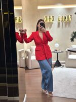 BLAZER VERMELHO COM FAIXA NA CINTURA FRACOMINA