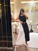 VESTIDO COMPRIDO COM PLISSADO SIMONA CORSELLINI