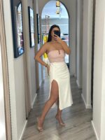 SAIA MIDI BRANCA COM RACHA LANÇA PERFUME - Imagen 4