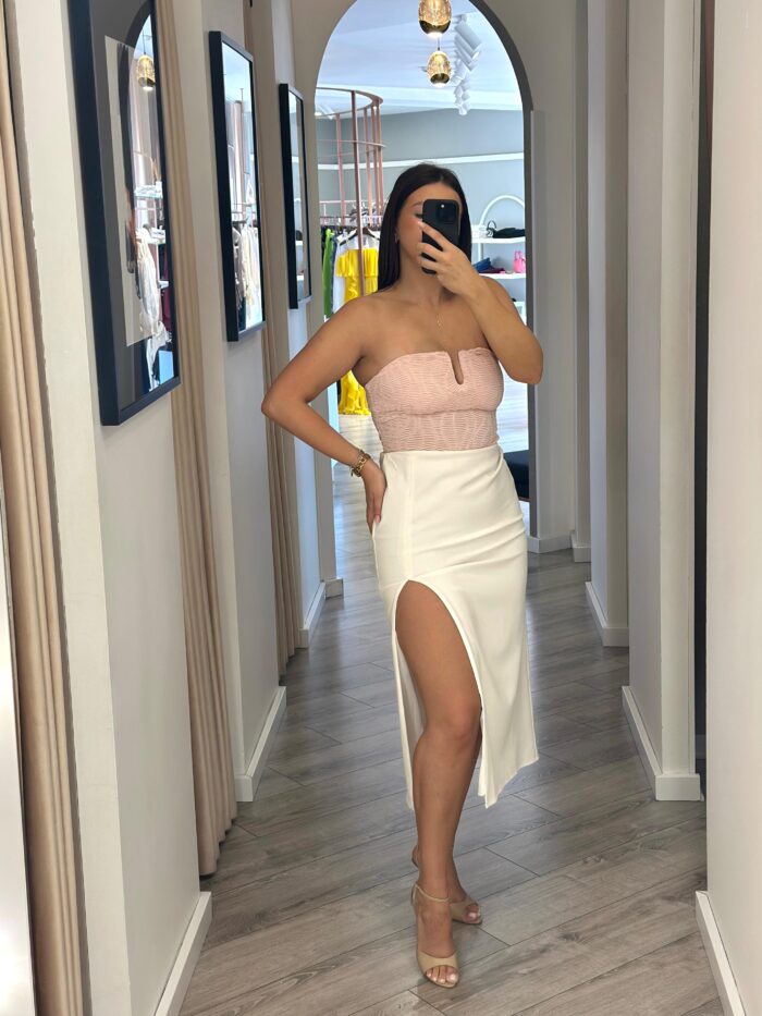 SAIA MIDI BRANCA COM RACHA LANÇA PERFUME - Imagen 1