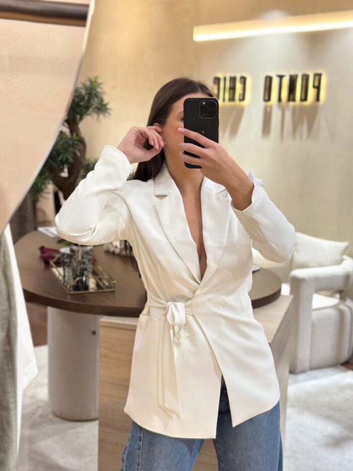 BLAZER LONGO CREME CORTE REGULAR FRACOMINA - Image 3
