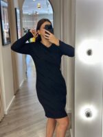 VESTIDO CANELADO PRETO LOGO BORDADO LANÇA PERFUME - Image 2