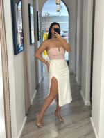 SAIA MIDI BRANCA COM RACHA LANÇA PERFUME - Imagen 2