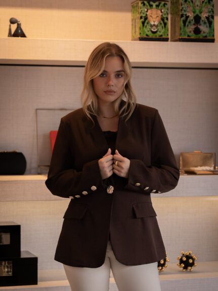 BLAZER CASTANHO COM BOTÕES DOURADOS PONTO CHIC