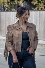 CASACO CAMURÇA COM FRANJAS CASTANHO PONTO CHIC - Image 2