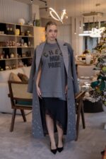 VESTIDO SWEAT CINZENTO COM LETRAS CHEZ MOI PARIS DIXIE