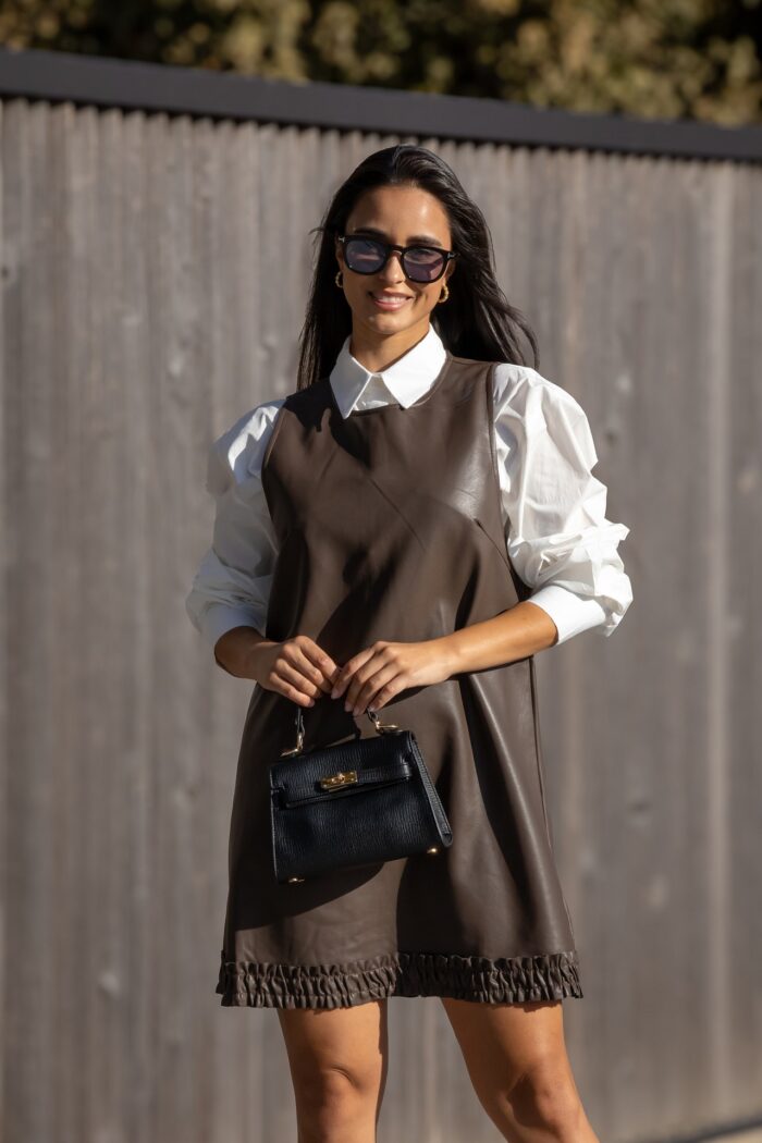 VESTIDO CASTANHO POLIPELE PONTO CHIC - Image 1