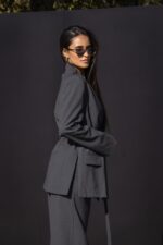 BLAZER CINZENTO COM CINTO E LAPELA CLÁSSICA IMPERIAL - Image 3