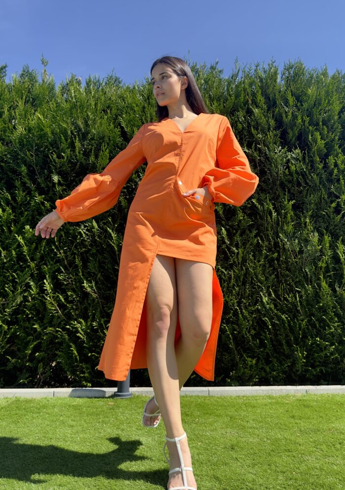 VESTIDO LARANJA ASSIMÉTRICO MISS YOU - Imagen 2
