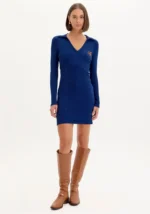 VESTIDO AZUL EM MALHA CANELADA A PERFUME