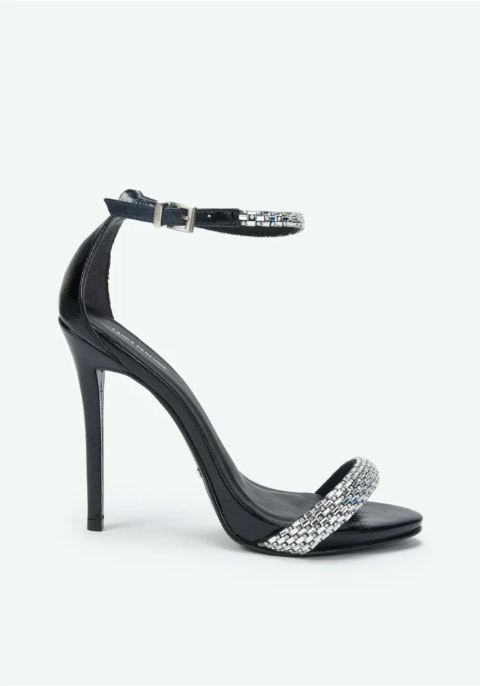 SANDÁLIA TIRAS STRASS PRETO LANÇA PERFUME - Image 2