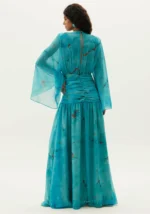 VESTIDO LONGO AZUL MANGA FLARE LANÇA PERFUME - Imagen 8