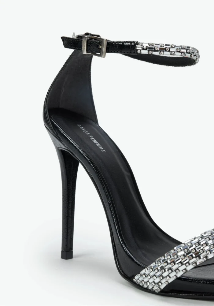 SANDÁLIA TIRAS STRASS PRETO LANÇA PERFUME - Image 4
