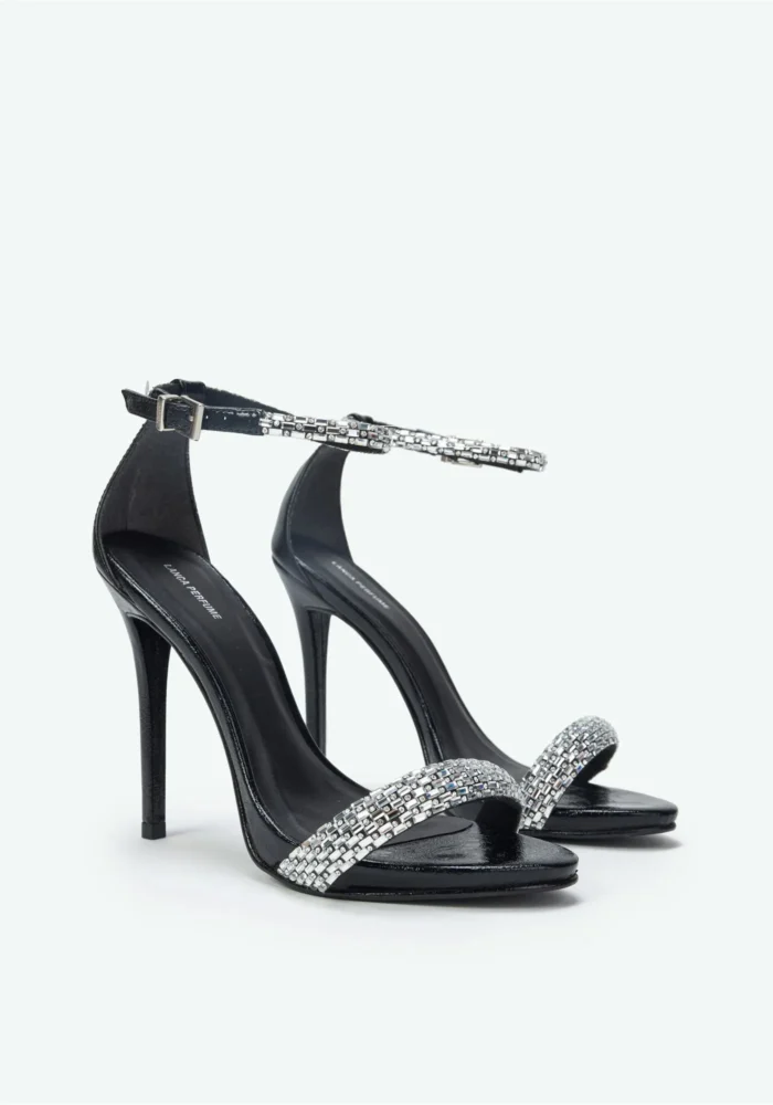 SANDÁLIA TIRAS STRASS PRETO LANÇA PERFUME - Image 1