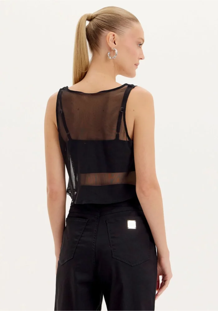 TOP CURTO PRETO COM APLICAÇÕES LANÇA PERFUME - Imagen 3