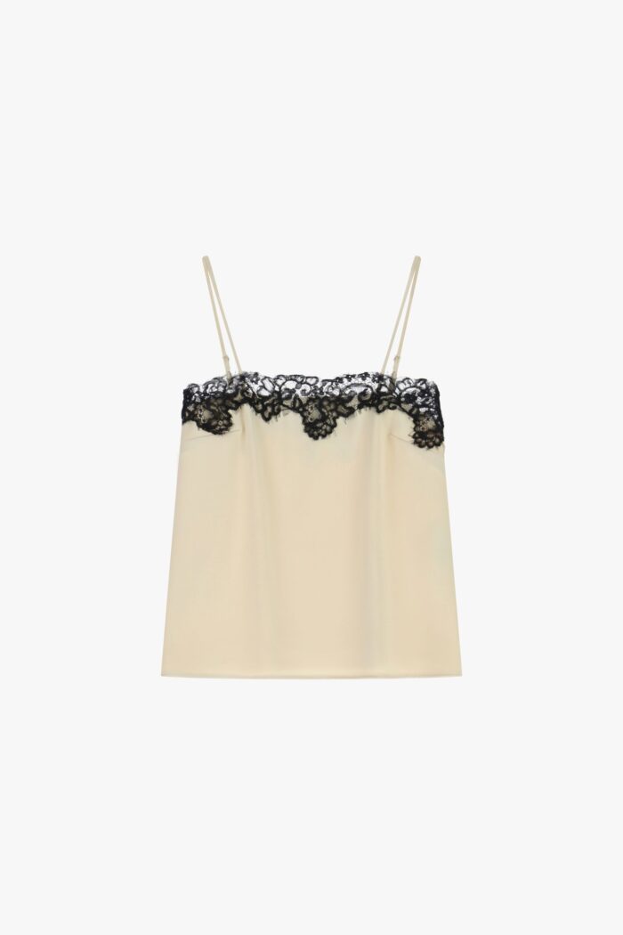 TOP DE CETIM COM RENDA BEGE IMPERIAL - Image 2