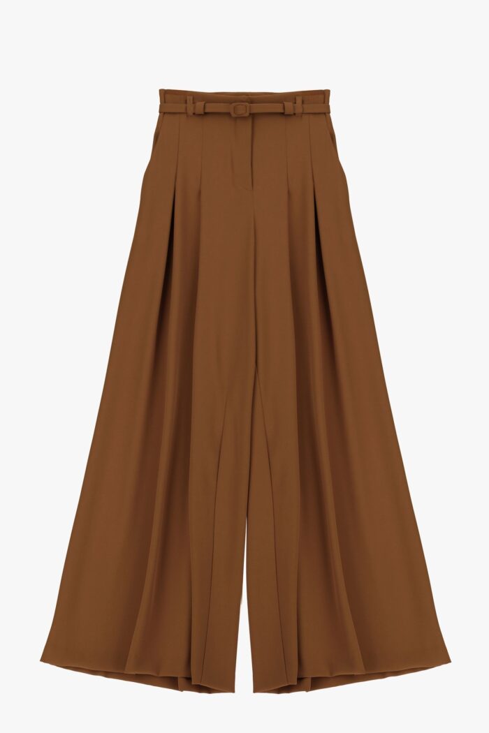 CALÇAS PANTALONAS COM PREGAS CASTANHAS IMPERIAL - Image 1