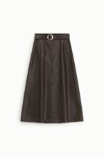 SAIA CASTANHA EM PELE SINTÉTICA COM CINTO IMPERIAL - Image 4