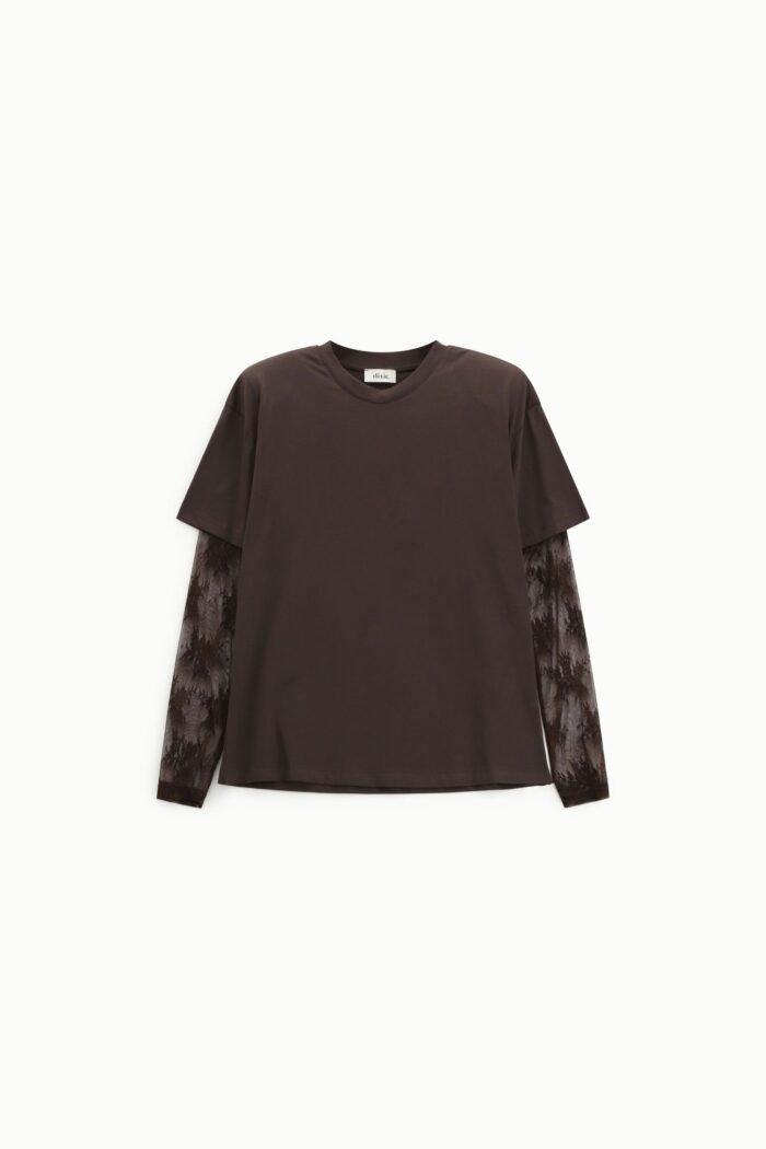 T-SHIRT CASTANHA COM RENDA DIXIE - Image 2