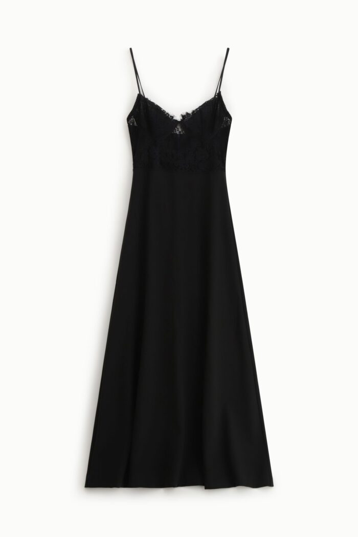VESTIDO DE CETIM COM RENDA PRETO IMPERIAL - Image 2