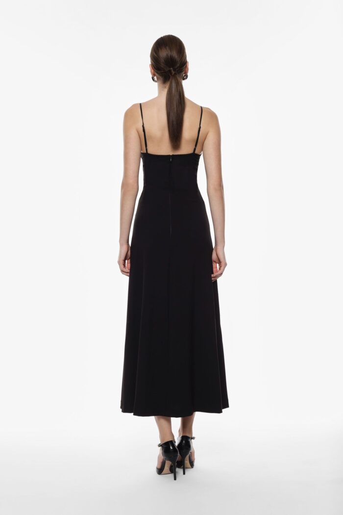 VESTIDO DE CETIM COM RENDA PRETO IMPERIAL - Image 4