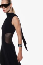 VESTIDO PRETO COM DECOTE DRAPEADO IMPERIAL - Image 3