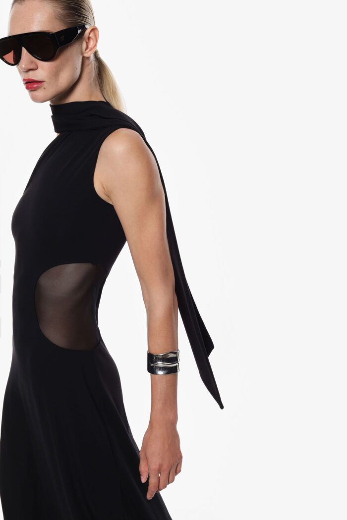 VESTIDO PRETO COM DECOTE DRAPEADO IMPERIAL - Image 3