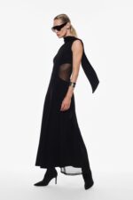VESTIDO PRETO COM DECOTE DRAPEADO IMPERIAL - Image 4