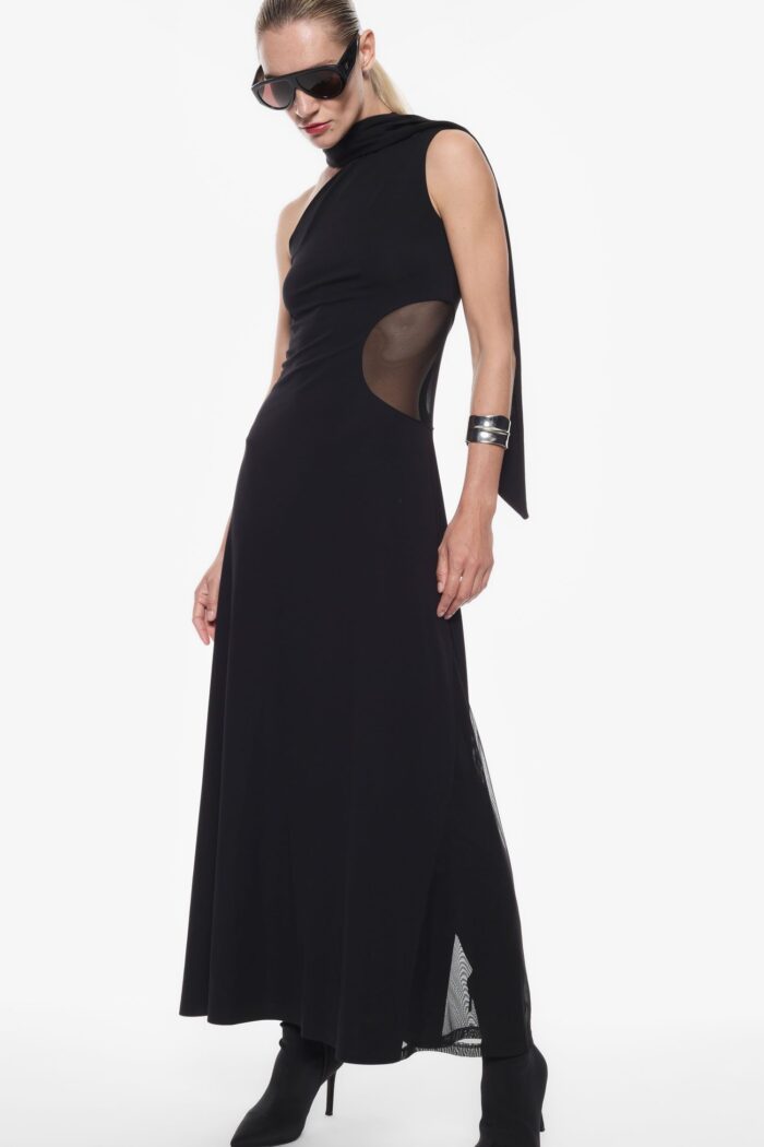 VESTIDO PRETO COM DECOTE DRAPEADO IMPERIAL - Image 5