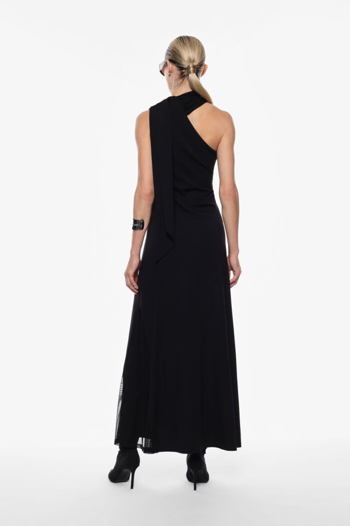 VESTIDO PRETO COM DECOTE DRAPEADO IMPERIAL - Image 1