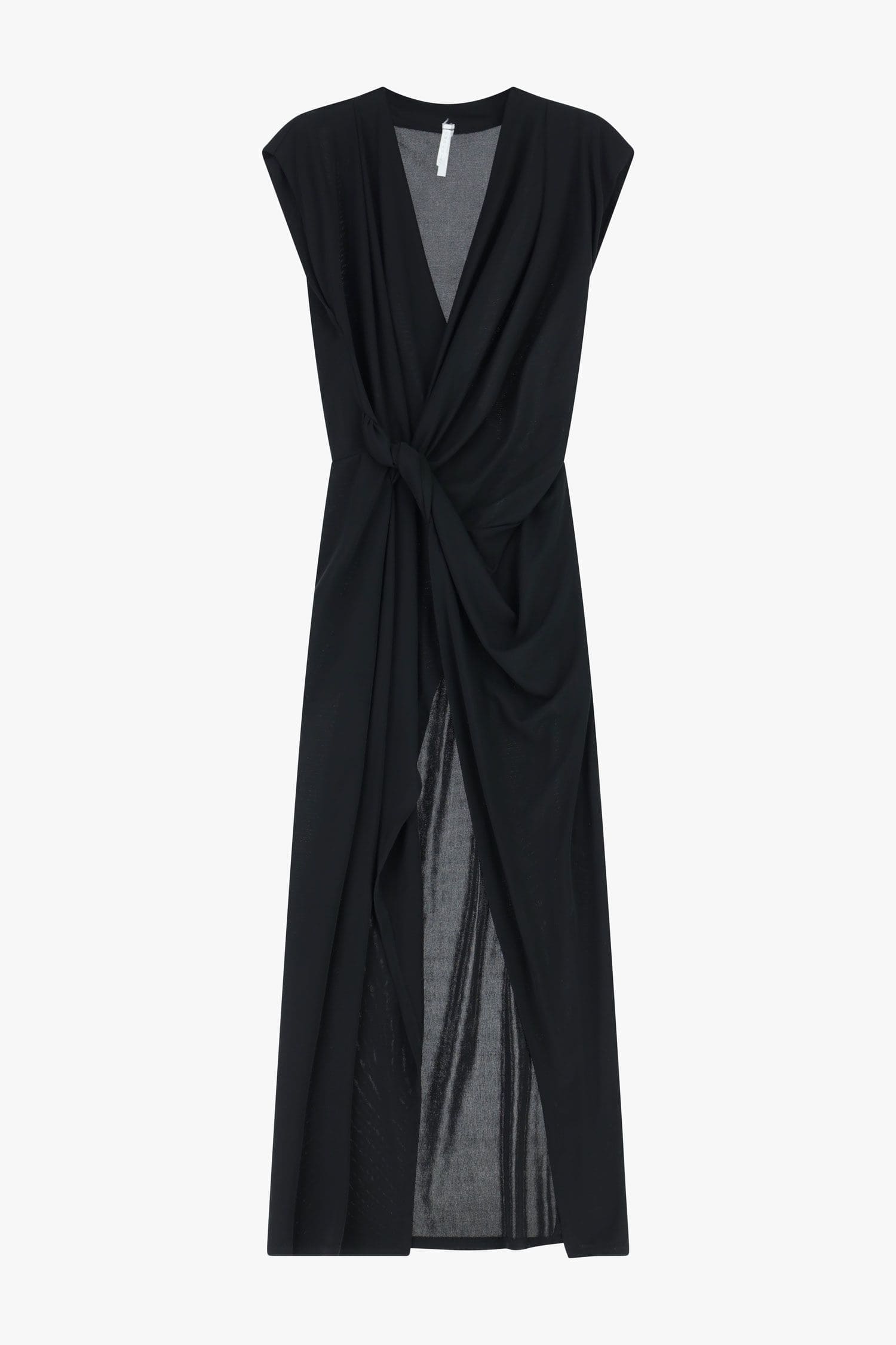 01900_AFZCLJQ_F_1 VESTIDO MIDI PRETO COM NÓ FRONTAL IMPERIAL - Image 1