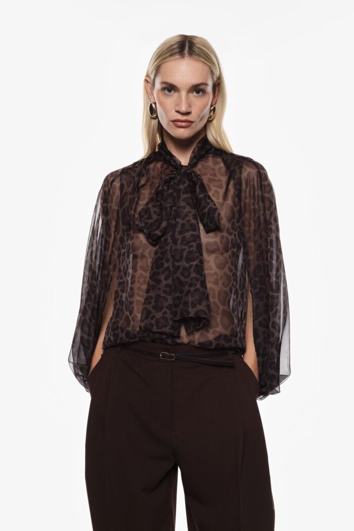 BLUSA ANIMAL PRINT COM LAÇO IMPERIAL - Image 1