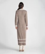 VESTIDO CANELADO NUDE COM CONTRASTE EM ALGODÃO RUGA - Image 3