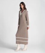 VESTIDO CANELADO NUDE COM CONTRASTE EM ALGODÃO RUGA - Image 2