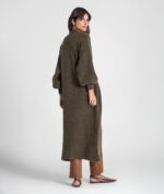 VESTIDO CASACO KAKI COM CINTO E MANGAS ABALONADAS RUGA - Image 7