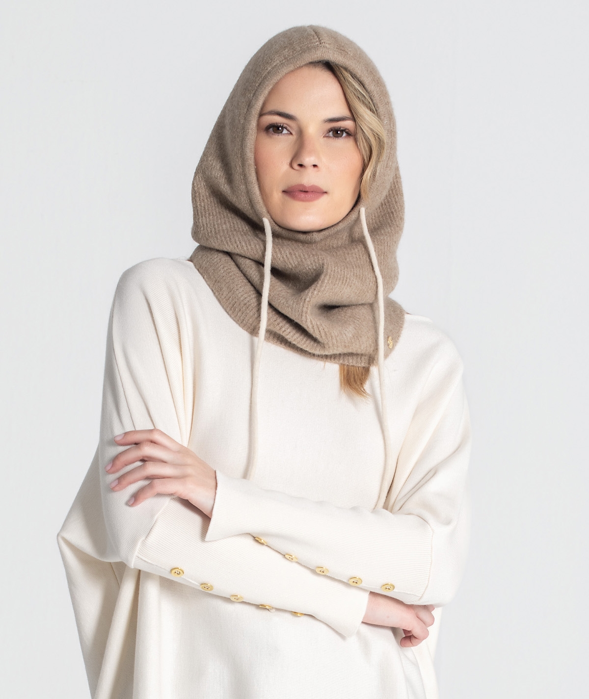 20784-large_default BALACLAVA TAUPE EM MALHA SUAVE  RUGA - Image 2