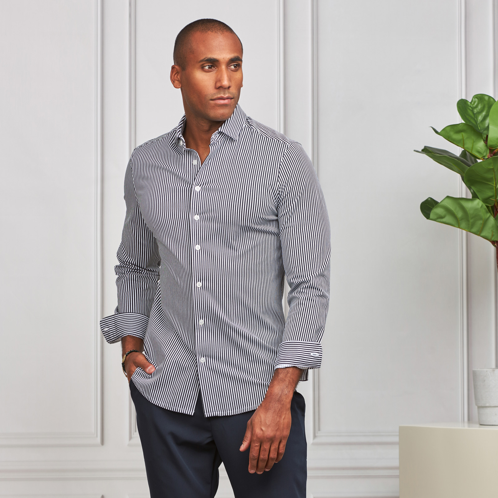 231903015_azul_1 CAMISA STRETCH EASY-IRON RISCA - Image 1
