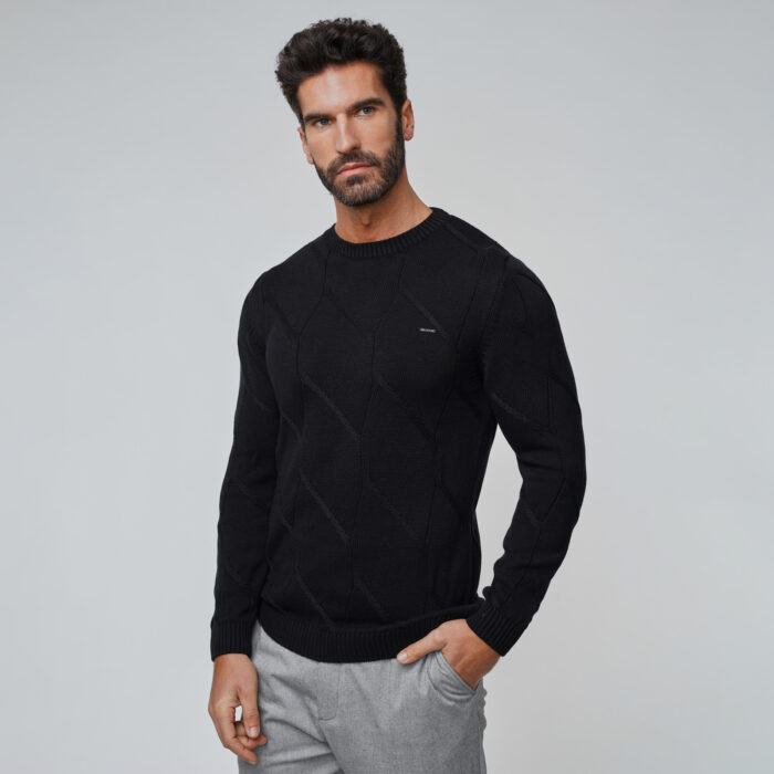 CAMISOLA TRICOT ENTRANÇADA PRETA ZOLF - Image 1