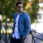 CARDIGAN TRICOT COM FECHO COMBINADO AZUL ZOLF