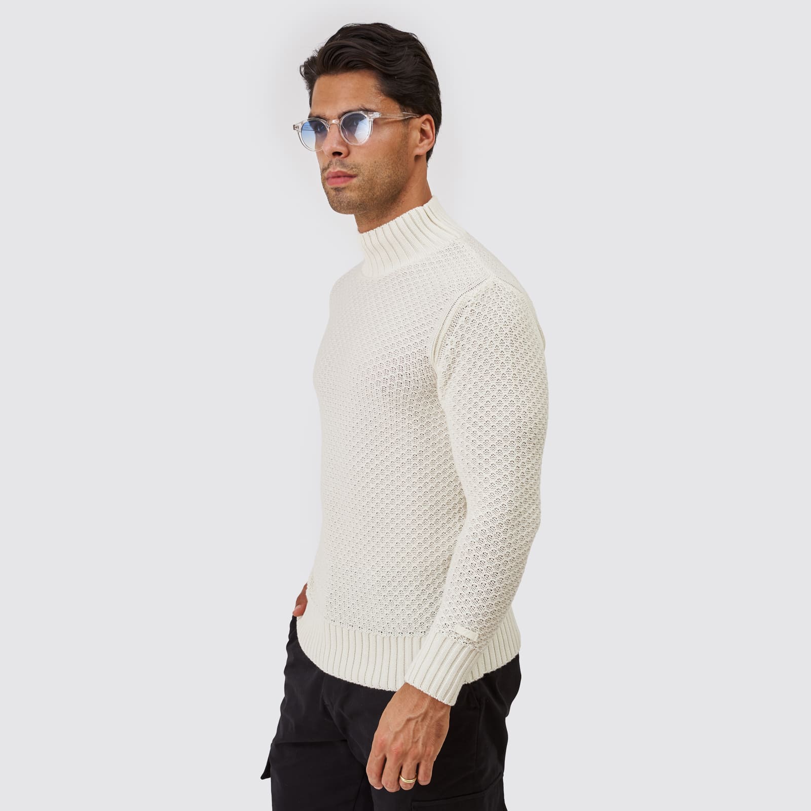 242003005-5 CAMISOLA TRICOT MEIA GOLA TEXTURADA CRU ZOLF - Image 1