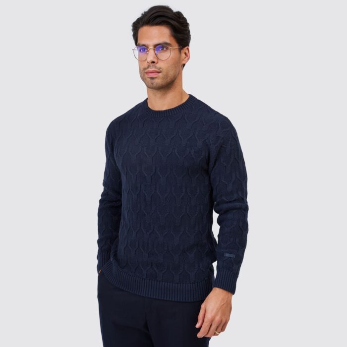 CAMISOLA TRICOT PONTO TEXTURA AZUL ZOLF - Image 1