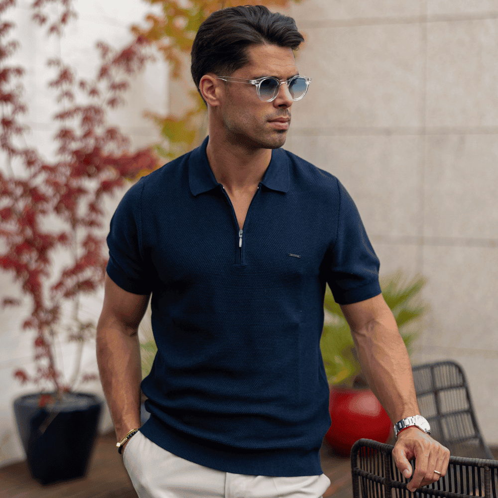 242403010_azul-1 POLO TRICOT COM FECHO DE CORRER AZUL ZOLF - Image 1